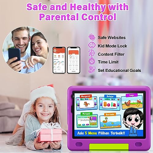 Tablette Tactile Android 12 GMS, 8Go RAM+128Go/TF 1TB ROM, Octa Core, Tablette 8 Pouces, 5Ghz+2.4Ghz Dual WiFi, Parental Contrôle, Kid Éducatifs, AI Fonction, Caméra 8+5MP, Tablette pas Cher avec Étui – Image 4