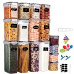 Tallgoo Boite de Rangement Cuisine Lot de 16,avec Couvercle,boite hermetique alimentaire,Boite Alimentaire Plastique Cuisine pour Céréales,Pâtes,Farine,Sucre etc
