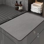 Tapis de Bain Antidérapant 40X60cm,Tapis Salle de Bain Diatomite Absorbant, Tapis Douche Séchage Rapide, Microfibre Tapis Absorbant Vaisselle, Gris