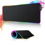 Tapis de souris de jeu JZMATECH RGB 800 x 300 mm, tapis de souris XL avec 14 modes d'éclairage et 7 couleurs LED, grand antidérapant lumineux étendu pour joueur sur ordinateur ou PC