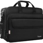 Taygeer 17 Pouces Sac Ordinateur Portable Expansible Ordinateur Sac Messenger Résistant à l'eau Voyage Bureau Sac à bandoulière pour les hommes Portez sur Mallette Business Handcase - Noir