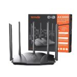 Tenda Routeur WiFi 6 RX12 Pro, Router WiFi AX3000 Bi-Bande, 5 * 6dBi Antennes à Haut Puissance, Large Couverture, Ports Ethernet LAN/WAN sans Configuration, Gestion Intelligente des Visiteurs