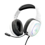 The G-Lab - Casque Gaming, Korp Radium Casque Gamer avec Micro Detachable, Casque de Jeu avec LED Lumière, Casque Fil Gaming Son Stéréo Bass 3.5mm Jack Compatible avec PS4/PS5/Xbox/Switch/PC (Blanc)