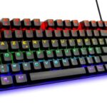 The G-Lab Keyz Mercury TKL Clavier Mécanique Gamer 87 Touches Filaire USB AZERTY Français, Rétro-Éclairage LED Multicolore - Gaming Compact sans Pavé Numérique PC/PS4/PS5/Xbox Nouveau 2022, Noir
