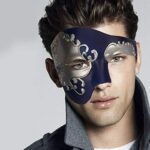 ThmyoThmyo Phantom de Demi-Visage Vintage des Hommes de l'opéra Masque de Mascarade de Carnaval vénitien (Bleu et Argent)