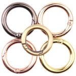 Tiberham Mousqueton Rond en Alliage, Lot de 5 Gate O Anneau à Ressort Porte-clés Boucles, Portail Clips Crochet Pince à Ressort Fermoir pour Collier Bracelet Clé de Sac à Main