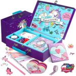 TingingYuli Ensemble de Papeterie Unicorn Journal, Cadeaux de Licornes pour Les Filles de 6 à 12 Ans, kit de Lettre et d'artisanat de 49 pièces avec étui de Rangement