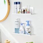 Toski Lot de 2 Etagère Douche,Étagères de Rangement Panier de Douche, Étagère de stockage d'assaisonnement,Étagères Murales Sans Trous,Étagères Sans Trous, de Bain/Cuisine