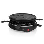 Tristar Appareil à raclette 6 poêlons RA-2998, Plaque Grill et crêpière, Noir,