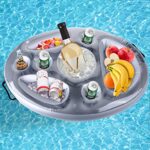 Ulikey Gonflable Porte-Boissons Bar Flottant, Jus de Bière Plateau de Boissons Salade de Fruits Buffet Serveur Grande Capacité pour Piscine d'été en Plein Air Plage Piscine Party Spa