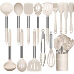 Umite Chef Ensemble d'ustensiles de cuisine en acier inoxydable - Antiadhésifs - Ensemble de spatules - 15 pièces - gadgets de cuisine à offrir