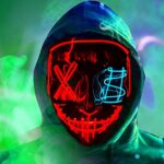 VAZILLIOMasque d'Halloween LED avec 3 modes d'éclairage, effrayant Halloween LED masque pour homme, femme, enfant et adulte, masque d'horreur pour Halloween, carnaval, cosplay et fêtes