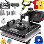 VEVOR Presse à Chaud 8 en 1 Presse de la Chaleur 38x 38cm Machine de Sublimation Textile Heat Press Pivotant à 360 Degrés pour t-Shirts/Tasse/Chapeau/Assiette/Casquette Noir