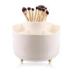 VFANDV Organisateur Maquillage Rotatif, 360°Rotatif Pot a Crayon Rangement Pinceaux Maquillage 5 Compartiments Pinceaux Maquillage Organisateur-Blanc