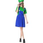 VISVIC Costume de Plombier Super Brothers, Costume avec Costume, Chapeaux et Moustache, Costume de Carnaval Classique Halloween Cosplay, pour Hommes Femmes Garçons Filles