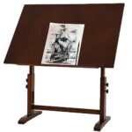 VISWIN 76 x 107 cm Table à Dessin en Bois Extra-Large, Hauteur et Angle Réglables, Table d'artiste en Bois de Pin Massif pour Dessin, Inclinable à Plat, Bureau d'art de Studio pour Peinture