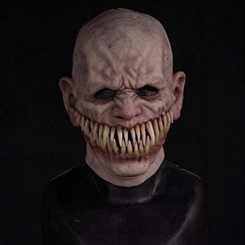 VOUNEDAVOUNEDA Masque d'horreur d'halloween,Masque tête complète Effrayant,Masques d'horreur Dents nouveauté en Latex,Couverture Visage de Clown d'halloween,Couverture de Visage de démon Effrayant – Image 2
