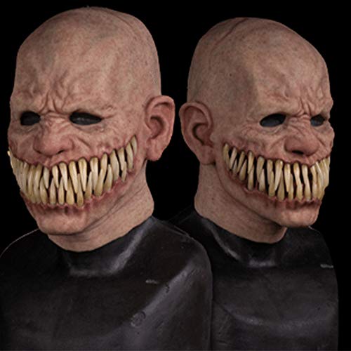 VOUNEDAVOUNEDA Masque d'horreur d'halloween,Masque tête complète Effrayant,Masques d'horreur Dents nouveauté en Latex,Couverture Visage de Clown d'halloween,Couverture de Visage de démon Effrayant – Image 3