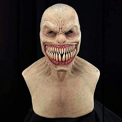 VOUNEDAVOUNEDA Masque d'horreur d'halloween,Masque tête complète Effrayant,Masques d'horreur Dents nouveauté en Latex,Couverture Visage de Clown d'halloween,Couverture de Visage de démon Effrayant – Image 4