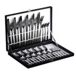 Velaze Couverts de Table Noir, Couteaux et Fourchettes Cuisine en Acier Inoxydable 18/10, Couleur Noir Ménagères de 30 Pièces pour 6 Personnes, Art de Table avec Coffret Cadeau - 30 Pièces