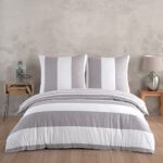 Vency Still Gris Housse de Couette 140x200 avec 1 Taies d'oreiller 65x65 cm Gris - Ensemble de literie en Coton