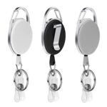 Vicloon Porte Badge Enrouleur, 3pcs Porte-clés Retractable,cordon rétractable Avec Enrouleur de Ceinture Pour Porte CléS Porte Badge de Carte D'Identité, Avec Ressort Renforcé (Noir, Blanc, Gris)