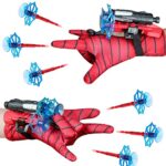 WAIMXDAO Lot de 2 Gant de Lanceur Spiderman,Gant de Cosplay en Plastique,Jouets de Poignet Lanceur de héros, d'araignée,2 Lanceur + 6 fléchettes à Ventouse + 2 Gant