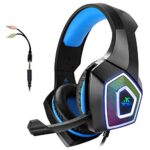 WINTORY Casque Gamer V1 Micro Casque Gaming PC PS4 Headset Filaire avec Microphone Basse Stéréo LED Lumière Contrôle Volume Ultralight Antibruit pour PC PS4 PS5 Xbox One Switch Laptop Mac