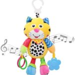WolinTek Bébé Jouet de Poussette Peluche, Berceau Hochet Jouets Animales avec Musique, Jouets Doux de bébé de hochets,Dentition Jouet pour 3 6 9 12 garçons et Filles,Cadeau d'anniversaire (Tiger)