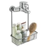 Wopeite Etagère de Douche à accrocher au Mitigeur de Douche, Porte Shampoing en Acier Inoxydable Shower Caddy sans Perçage, 25 x 13 x 35 cm Gris