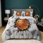 YBRAVO Parure de Lit 220x240 Adulte Basket-Ball Housse de Couette Impression en 3D pour Garçon Fille, Microfibre Ensemble de literie + 2 Taies d'oreiller 65x65cm