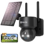 YESKAMO 2K Camera Surveillance WiFi Exterieure sans Fil Solaire 360° Camera Exterieur Solaire avec Panneau Solaire IP66, Vision Nocturne Couleur, Détection Humaine PIR Sirène, Audio Bidirectionnel