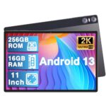 YESTEL Android 13 Tablette 11 Pouces 16Go RAM+256Go ROM (1To TF), FHD 2K Tablette Android avec 4 Intervenants, 5G WiFi Octa-Core 2.0 GHz, BT 5.0, 8600mAh, 5MP+13MP+2MP, GPS, Tablette Tactile Café