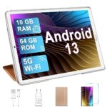 YESTEL Tablette Tactile Android 13 avec 5G WiFi, 10 Go RAM 64 Go ROM (1 to Extensible), Tablette 10 Pouces avec Cas, Bluetooth 5.0, 8 Core 2.0 GHz, GPS, 6000mAh, Or Rose