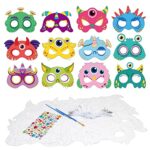 YOLOUPYOLOUP 24pcs Masques Monstre Enfant Masque a Colorier Masque à Décorer avec l'élastique pour Activité Anniversaire Fête Party DIY Bricolage Cosplay Carnaval Halloween Enfants de 3 à 8 Ans