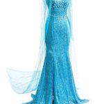 YOSICIL Costume Adulte Princesse de Conte de Fées Elsa Costume Princesse Royaume de Glace pour Femmes Costume de Fête de Noël Costume de Princesse Cosplay Halloween Robe élégante de Princesse S-2XL