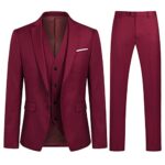 YOUTHUPCostume Homme 3 Pièces Slim Fit Smoking Deux Boutons Couleur Unie Mariage Business Confort Elégant Veste Gilet et Pantalon