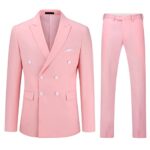 YOUTHUPCostume Homme 2 Pcs à Double Bouttonnage et à Double Fente Couleur Unie Costume Homme Formel Chic Mariage Business
