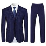 YOUTHUPCostume Homme 3 Pièces Casual Rayé à Deux Boutons Costume Homme Mariage en Polyester Confortable