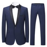 YOUTHUPCostume Homme 2 Pièces à Revers Châle Fit Slim Blazer Coupe Classique Blazer et Pantalons Formelle de Costume Mariage Costume Business