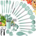 YUTUY Ustensiles de Cuisine en Silicone,Lot de 51 Ustensiles de Cuisine Silicone avec poignées en acier inoxydable de qualité supérieure pour la cuisine et la pâtisserie,spatules antiadhésives