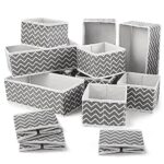 Yidaxing Boites de Rangement, Lot de 12 Organisateur de Tiroir Pliable, Panier de Rangement Vêtement en Non-tissé Adaptée aux Soutiens-Sorge Sous-Vêtements Cravates Chaussettes(Gris Clair)