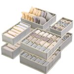 Yidaxing Organisateur de Tiroir Pliable, Lot de 8 Rangement Non-tissé pour sous-vètements Soutien-Gorges Chaussettes Boîte de Rangement à Compartiment Diviseurs Rangement Gain de Place -Gris