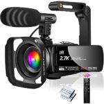 YinFun Caméra Vidéo Caméscope FHD 2.7K 30MP Camescope de IR Vision Nocturne 16X Zoom Numérique Vlogging Caméra pour Youtube Écran Flip IPS 3.0'à 270 Degrés avec Microphone, Parasoleil, Stabilisateur