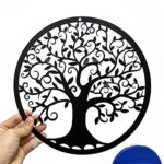 Yuzhuo Arbre de vie en métal Décoration murale Silhouette Art pour Cadeau Intérieur Cadeau Extérieur Jardin Maison Décoration (Noir, 28x28cm)