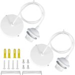 ZHIQIN Lot de 2 Suspension en Métal Support de Lampe E27 avec Câble Lampe Suspension Blanc Câble Réglable 100CM pour éclairage au Plafond Salon Chambre Cuisine
