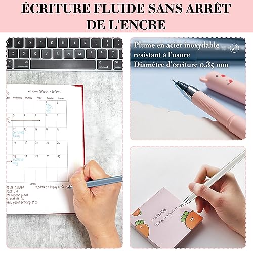ZOCONE Stylo Gel Effaçable Ensemble 8 Stylo Gel Effacable Animaux+24 Stylo Effacables Recharges de Remplacement+2 Gommes Stylo Kawaii pour Fournitures Scolaires Bureau – Image 4