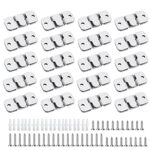 ZXShow 10 Paires Support de Montage Dissimulé Embarqué Interverrouillage Pendaison Boucle Crochet pour Cadre Photo en Acier Inoxydable avec 48 Vis pour Fixation de Tableau Image - 20 Pieces