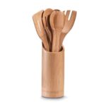 Zeller Present 25274 Support Contenant 7 Ustensiles de Cuisine en Bambou Ø 9 x 33 cm