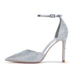 ZhabtucEscarpins à Talon Aiguille pour Femmes Talons Hauts en Strass 10 CM/3,94 Pouces Chaussures à Talons Sexy à Paillettes Talons pour Fête Talons de Mariée à Bout Pointu